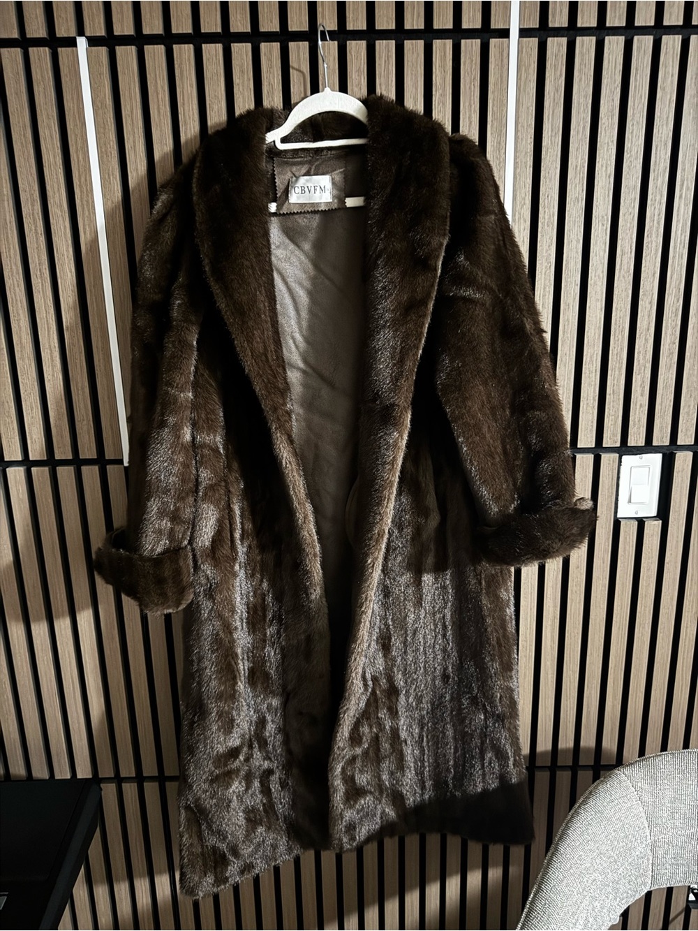 Soera Chocolate Brown Faux Fur Long Coat